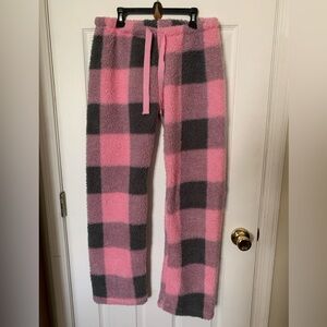 Women’s Fleece Pajama Pants with Drawstring Size XS Pink and Gray Just Love